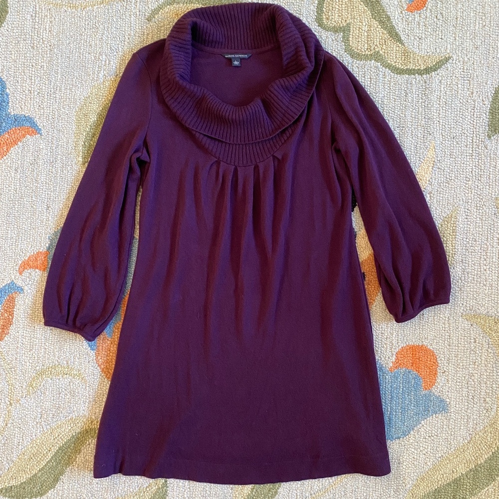 Banana Republic I Purple Cowl Neck Sweater Dress I Holiday 2008 - Picture 1 of 16